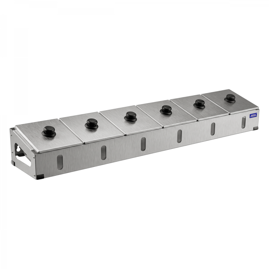 Condimentadora Pizzarola Inox 6 Cubas Acrílico Tampa Individual - Aisa